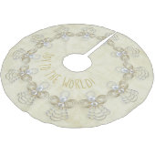 Name: 'Joy to the World' Weihnachtsankerkream Polyester Weihnachtsbaumdecke (Schrägansicht)