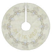 Name: 'Joy to the World' Weihnachtsankerkream Polyester Weihnachtsbaumdecke (Vorderseite)