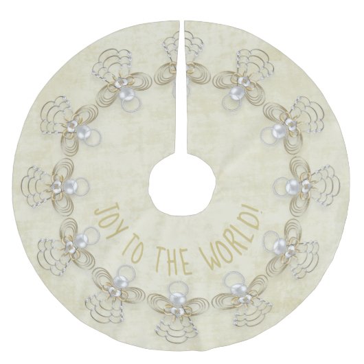 Name: 'Joy to the World' Weihnachtsankerkream Polyester Weihnachtsbaumdecke (Vorderseite)