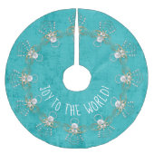 Name: 'Joy to the World' Weihnachtsmann Angel Aqua Polyester Weihnachtsbaumdecke (Vorderseite)