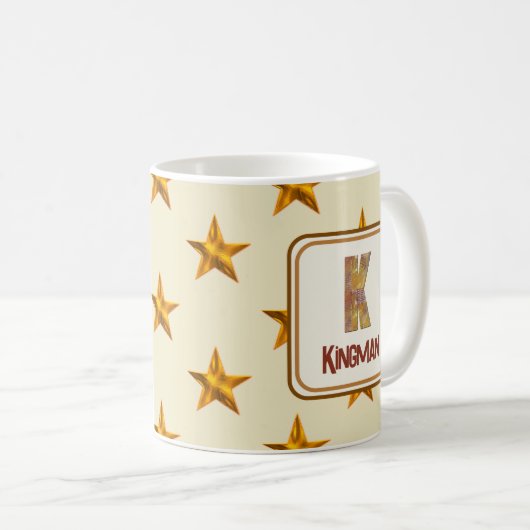 Name K Anfangsmonogramm für das Star Patchwork Kaffeetasse (VorderseiteRechts)