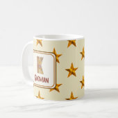 Name K Anfangsmonogramm für das Star Patchwork Kaffeetasse (Vorderseite Links)