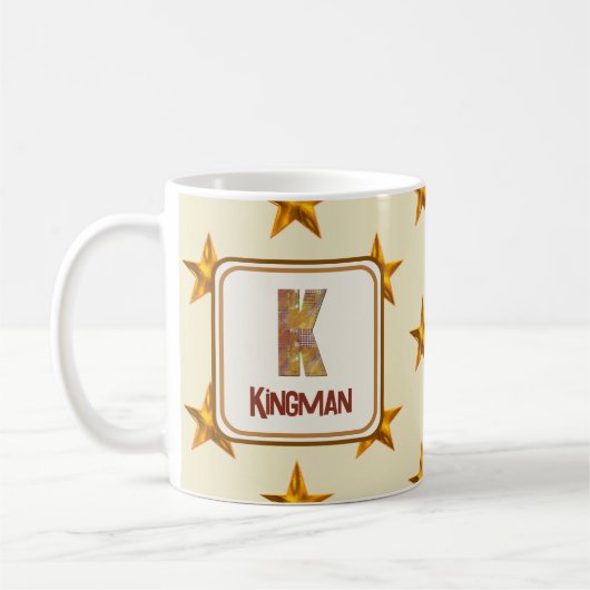 Name K Anfangsmonogramm für das Star Patchwork Kaffeetasse (Links)
