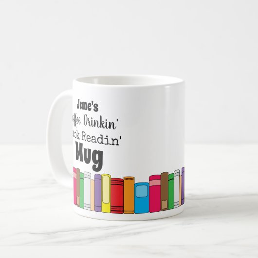 Name Kaffee trinken, Buch lesen Kaffeetasse (Vorderseite Links)