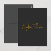Name Kalligrafie Beruflich Elegance Gold Color Postkarte (Vorne/Hinten)