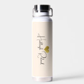 Name Kalligrafie Monogramm Herz Pfirsich Trinkflasche (Rückseite)