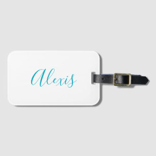 Name Kalligrafie Schrift Art Plain Einfach Weiß Bl Gepäckanhänger