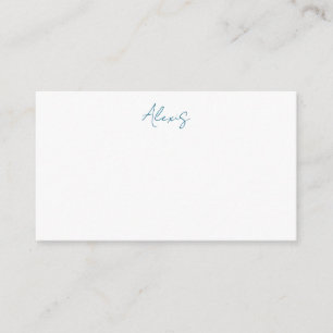 Name Kalligrafie Schrift Plain Einfach Weiß Blau Begleitkarte