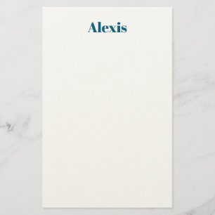 Name Kalligrafie Schrift Plain Einfach Weiß Blau Briefpapier