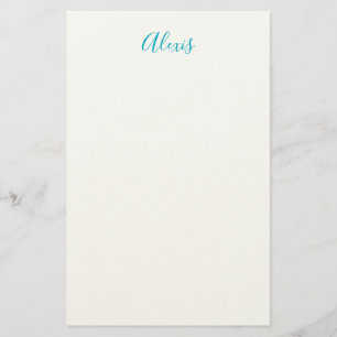 Name Kalligrafie Schrift Plain Einfach Weiß Blau Briefpapier