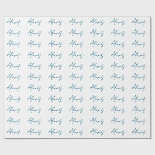 Name Kalligrafie Schrift Plain Einfach Weiß Blau Geschenkpapier