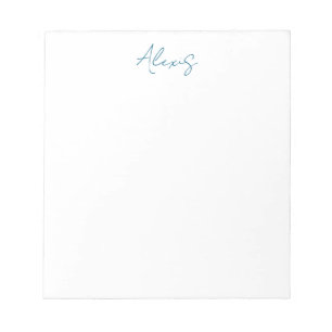 Name Kalligrafie Schrift Plain Einfach Weiß Blau Notizblock