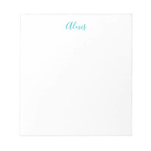 Name Kalligrafie Schrift Plain Einfach Weiß Blau Notizblock
