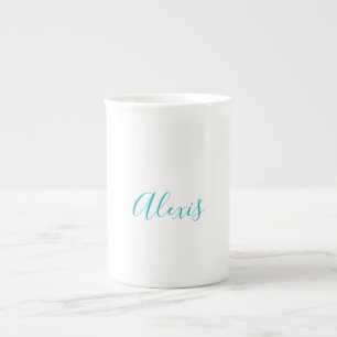 Name Kalligrafie Schrift Plain Einfach Weiß Blau Porzellantasse