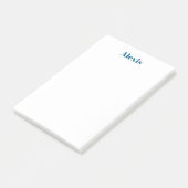 Name Kalligrafie Schrift Plain Einfach Weiß Blau Post-it Klebezettel (angewinkelt)