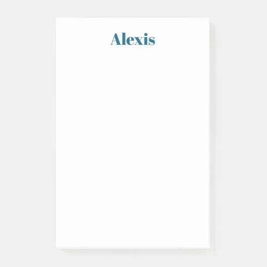 Name Kalligrafie Schrift Plain Einfach Weiß Blau Post-it Klebezettel (Vorderseite)