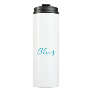 Name Kalligrafie Schrift Plain Einfach Weiß Blau Thermosbecher