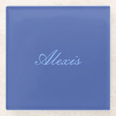 Name Kalligrafie Script Schlicht Simple Blue Glasuntersetzer (Vorderseite)