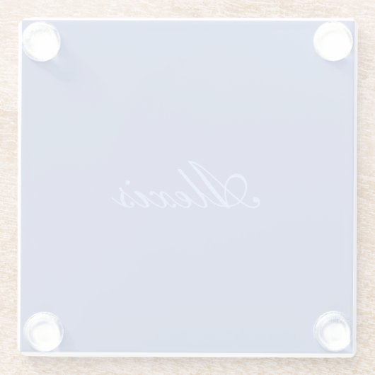 Name Kalligrafie Script Schlicht Simple Blue Glasuntersetzer (Rückseite)