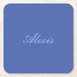Name Kalligrafie Script Schlicht Simple Blue Rechteckiger Pappuntersetzer