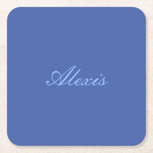 Name Kalligrafie Script Schlicht Simple Blue Rechteckiger Pappuntersetzer (Vorderseite)