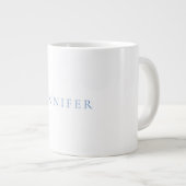 Name Kalligrafie Script Schlicht Simple White Blue Jumbo-Tasse (Vorderseite Rechts)