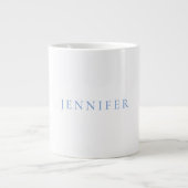 Name Kalligrafie Script Schlicht Simple White Blue Jumbo-Tasse (Vorderseite)