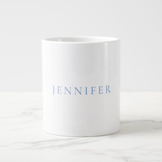 Name Kalligrafie Script Schlicht Simple White Blue Jumbo-Tasse (Vorderseite)