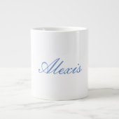 Name Kalligrafie Script Schlicht Simple White Blue Jumbo-Tasse (Vorderseite)