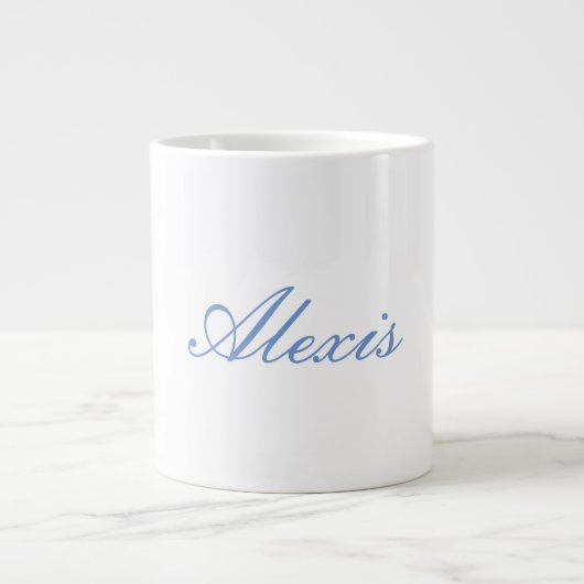 Name Kalligrafie Script Schlicht Simple White Blue Jumbo-Tasse (Vorderseite)