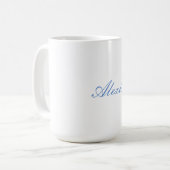 Name Kalligrafie Script Schlicht Simple White Blue Kaffeetasse (Vorderseite Links)