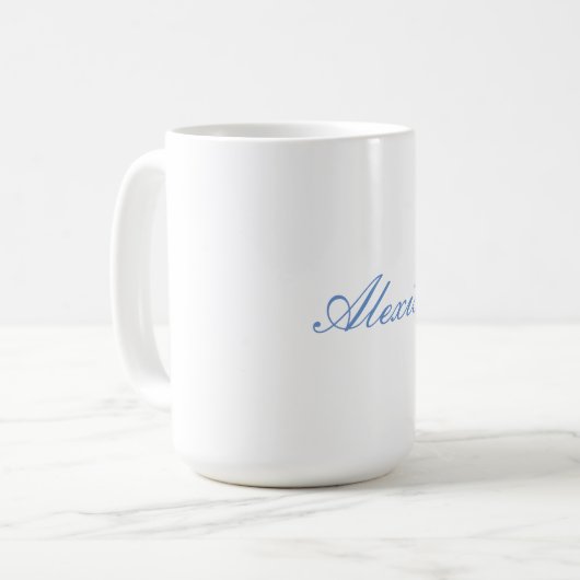 Name Kalligrafie Script Schlicht Simple White Blue Kaffeetasse (Vorderseite Links)