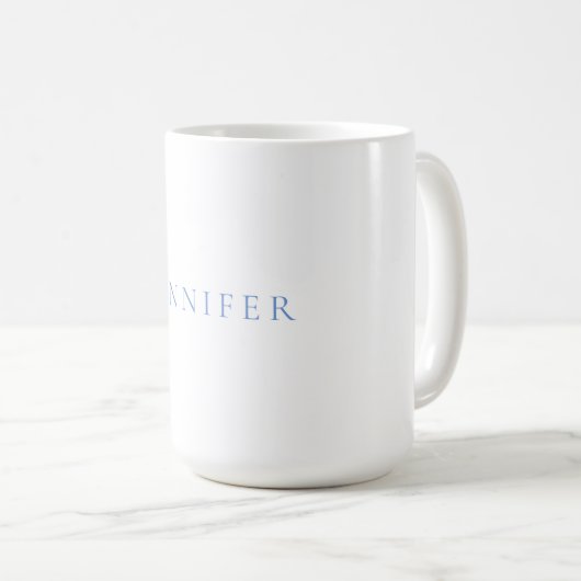 Name Kalligrafie Script Schlicht Simple White Blue Kaffeetasse (VorderseiteRechts)