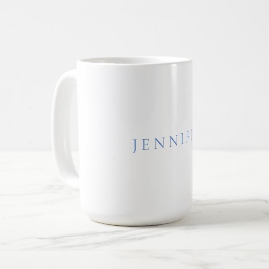 Name Kalligrafie Script Schlicht Simple White Blue Kaffeetasse (Vorderseite Links)
