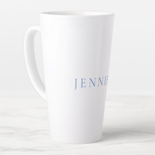 Name Kalligrafie Script Schlicht Simple White Blue Milchtasse (Linke Ecke)
