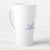 Name Kalligrafie Script Schlicht Simple White Blue Milchtasse (Linke Ecke)