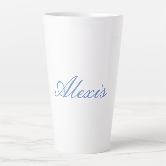 Name Kalligrafie Script Schlicht Simple White Blue Milchtasse (Vorderseite)