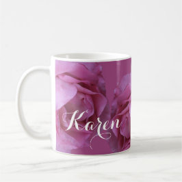 Name Karen hübsch rosa Valentine Rose floralistisc Kaffeetasse