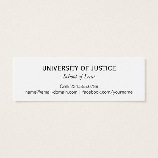 Name-Karte der Juristischen Fakultät Einsteckkarte (Rückseite)