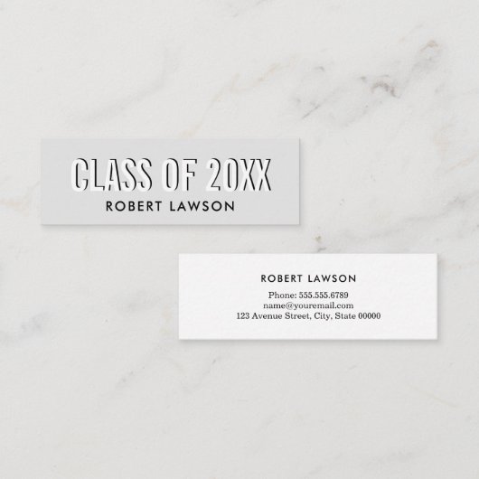 Name-Karte des Silver Gray Chic Class-Abschlusses Mini Visitenkarte (Vorne/Hinten)