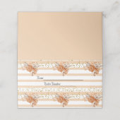 Name-Karte für Rose und Streifen Platzkarte (Außenseite Aufgefaltet)