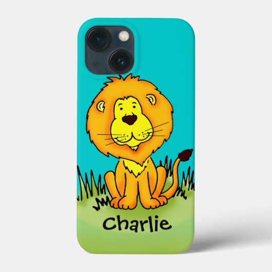 Name Kind Löwe Aqua gelber Cartoon Case-Mate iPhone Hülle (Rückseite)