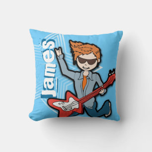 Name Kinder Rockstar Gitarre Junge hellblaue Kisse Kissen