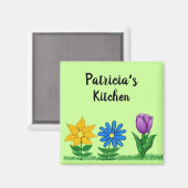 Name Kitchen Floral Garden Magnete Magnet (Vorderseite/Rückseite)