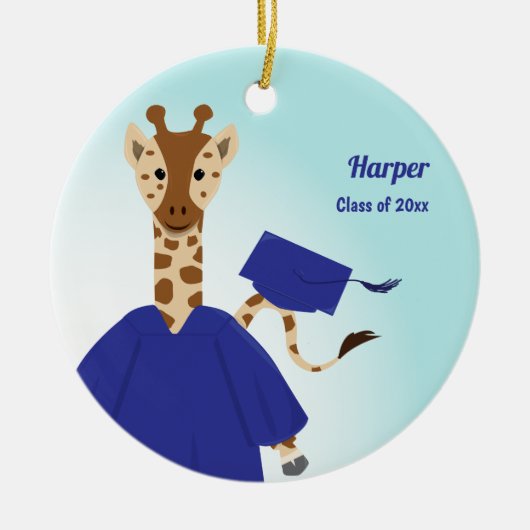 Name Klasse der Giraffe Graduation Cap Gown Keramik Ornament (Vorne)