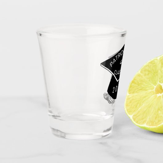 Name-Klasse für Monogramm mit schwarzer Graduation Schnapsglas (Links)
