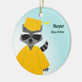 Name Klasse Raccoon Graduation Cap Gown Keramik Ornament (Links)