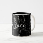 Name-klassischer schwarzer Marmordruck elegant Zweifarbige Tasse (VorderseiteRechts)
