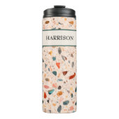 Name, kleine Chips geklontes Terrazzo Muster 12oz Thermosbecher (Vorderseite)