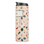 Name, kleine Chips geklontes Terrazzo Muster 12oz Thermosbecher (Nach rechts gedreht)